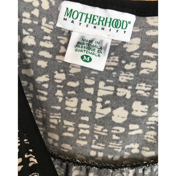 Motherhood Maternity V-Neck Black and White Print Short Sleeve Dress Medium - Picture 4 of 5